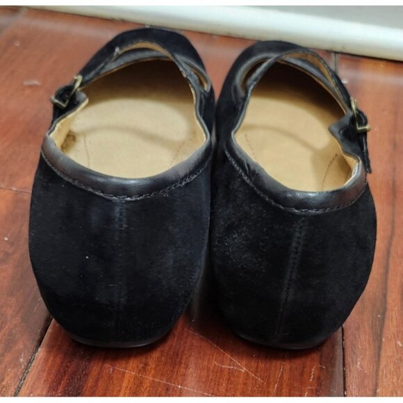 Eschantel Black Suede Mary Jane Flats Size 8.5M Leather Cap Toe Comfort Shoes - Picture 7 of 13
